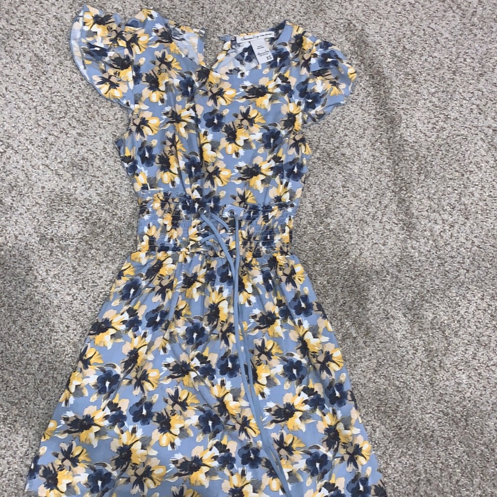 American Rag XS Blue/Yellow flower dress with corset lace up